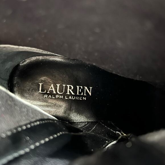 Lauren Ralph Lauren Bridgett Black Velvet Heel Booties Size 7.5 - Picture 8 of 9